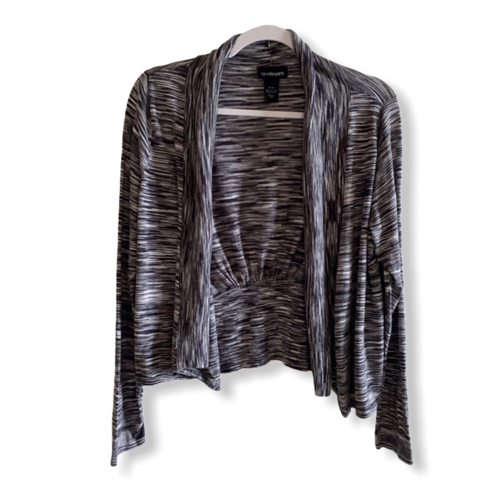 Lane Bryant Waterfall Cardigan, Black White, 14 16